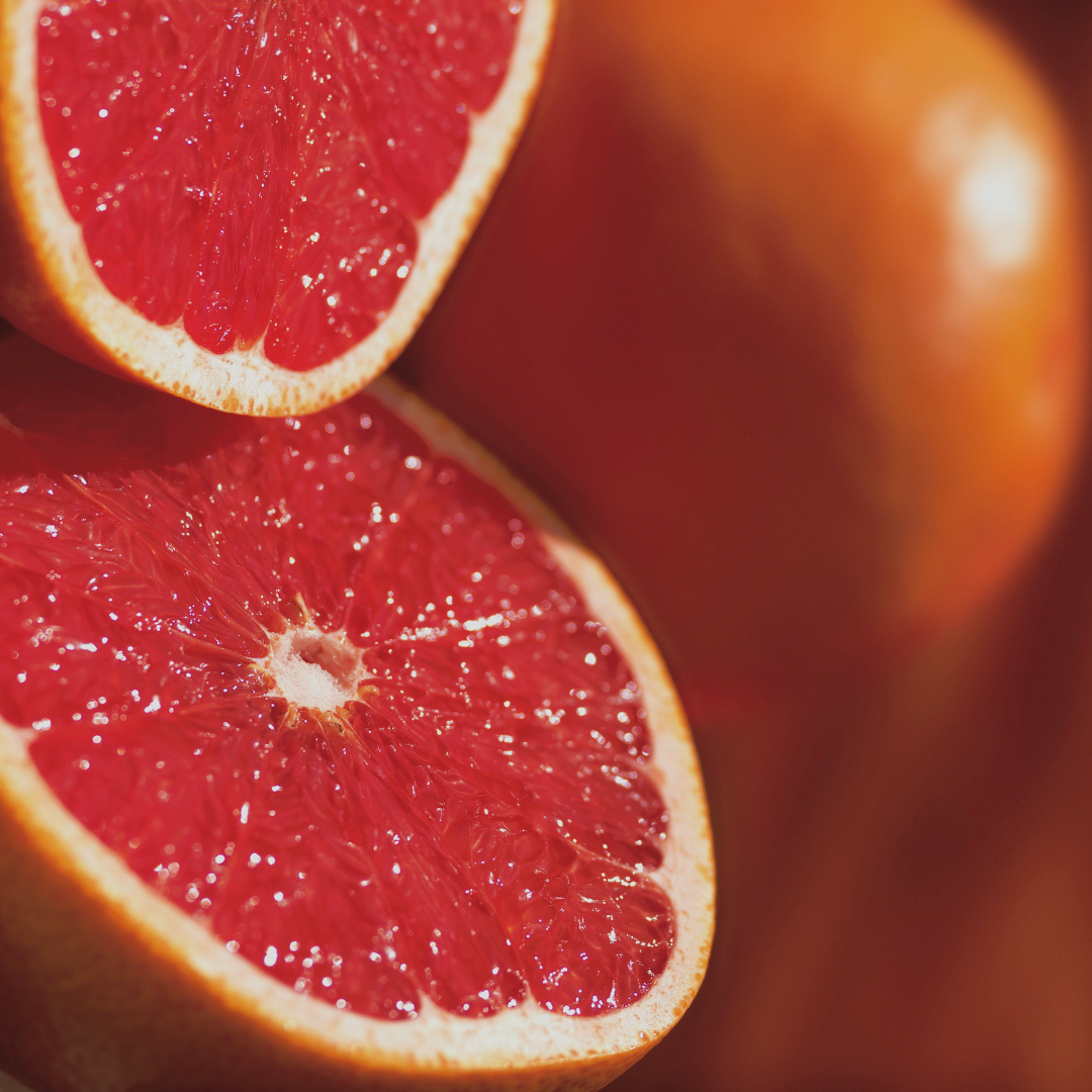 Juicy grapefruit sliced open