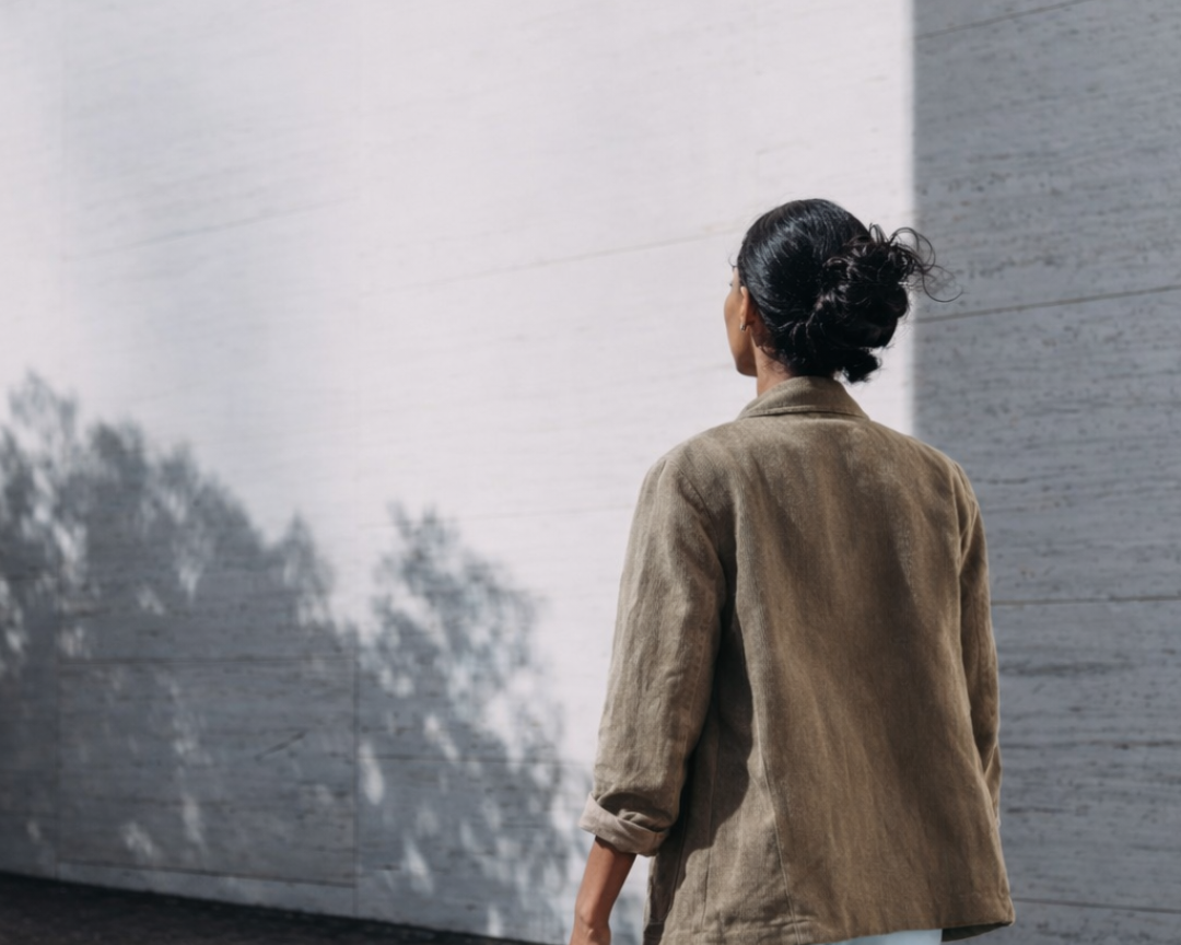 woman walking down road