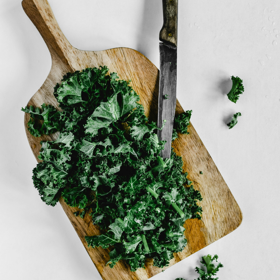 kale on chopping board