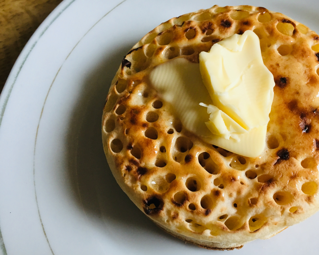 butter melting on crumpet 