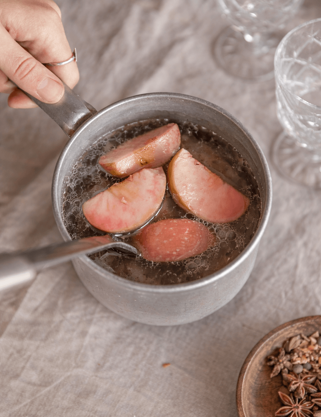 apples cooking in a pot
