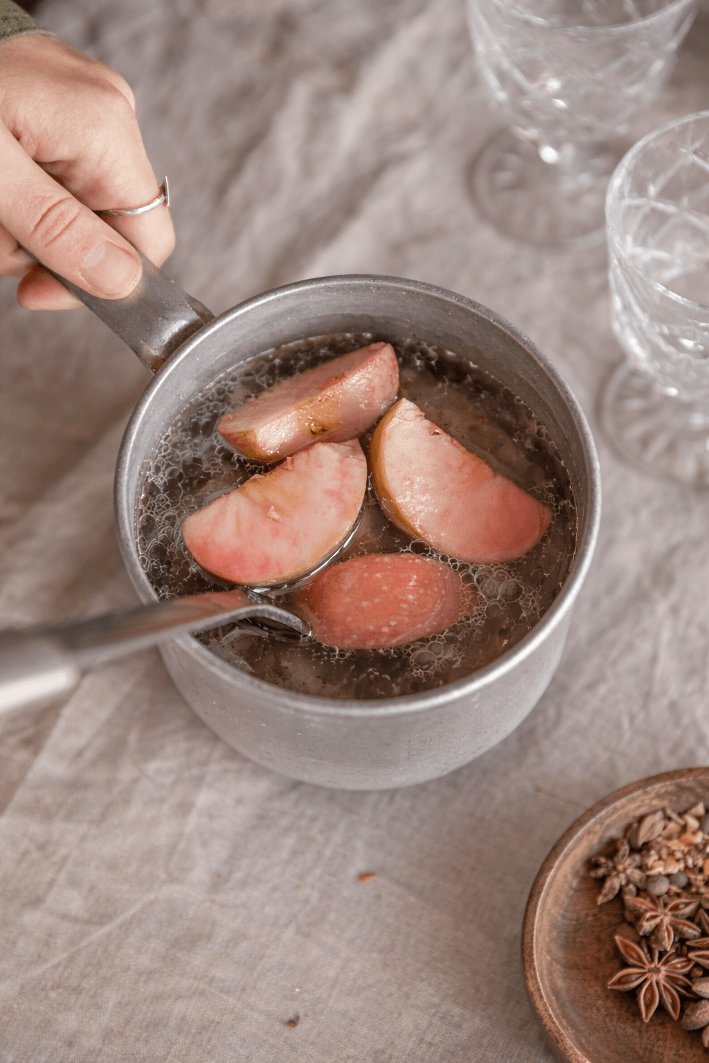 apples cooking in a pot