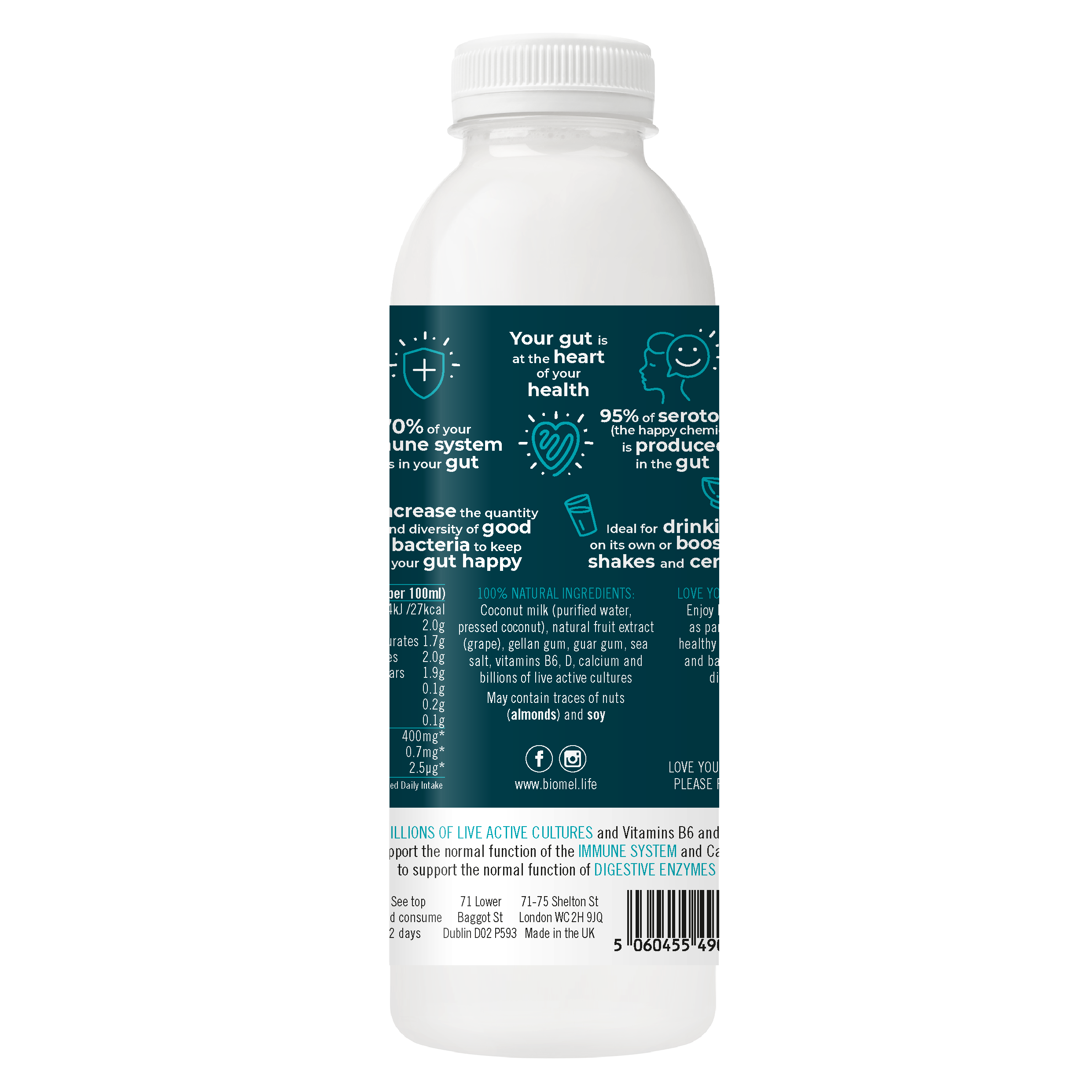Biomel Dairy-Free Gut Health Drinks Mixed Flavours (9 Bottles x 510ml @ £3.60 each)