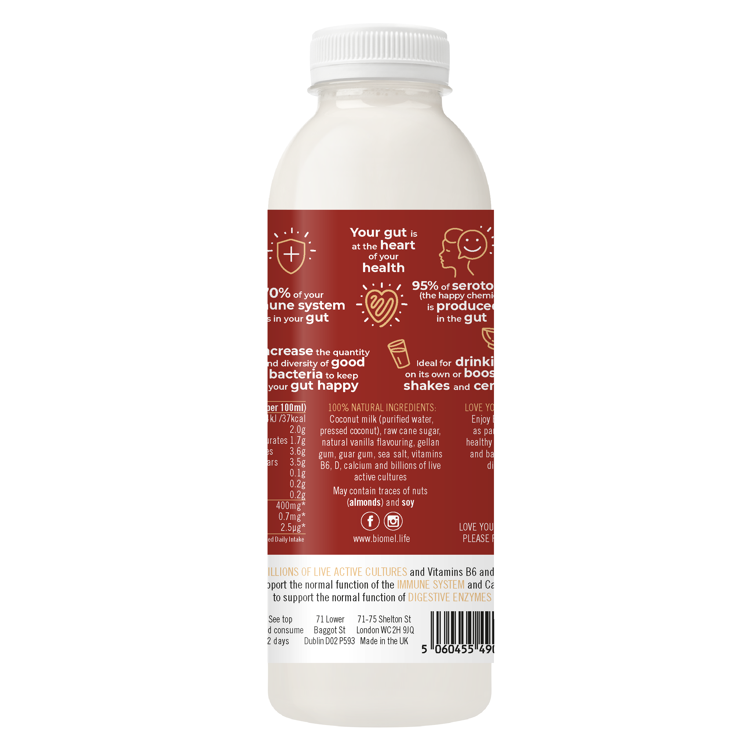 Biomel Dairy-Free Gut Health Drinks Mixed Flavours (9 Bottles x 510ml @ £3.60 each)
